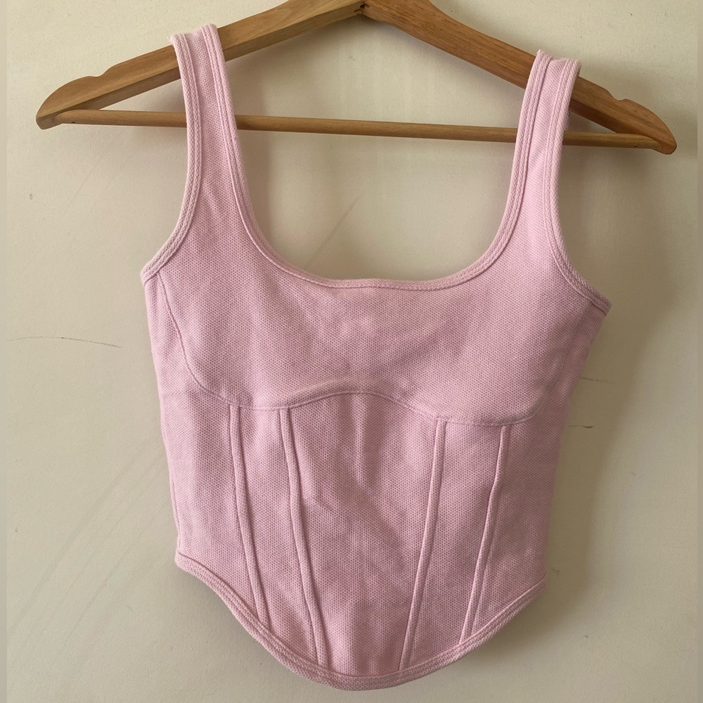 Pink- Corset-Style Tank Top
